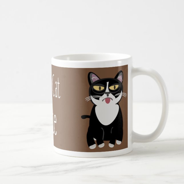 Crazy Cat Latte Funny Kitty Slogan Cartoon Coffee Mug (Right)