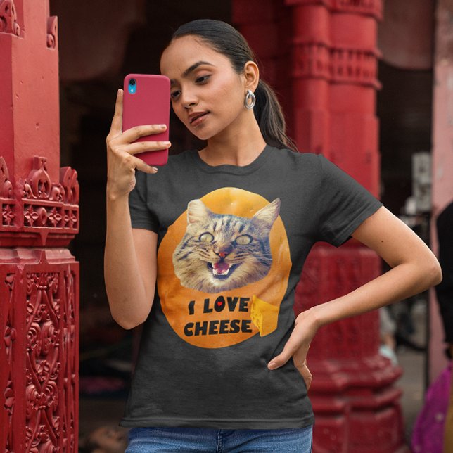 Crazy Cat Love Cheese T-Shirt (I Love Cheese Cat Women's T-Shirt)