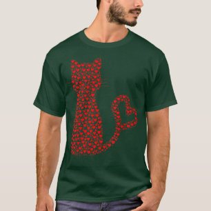 Crazy Cat Lover Heart T Red Kitty Art Gift Idea T-Shirt