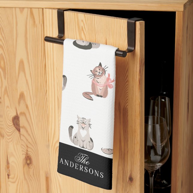 Crazy Cat Personalised Kitchen Towel (Thirds Fold)
