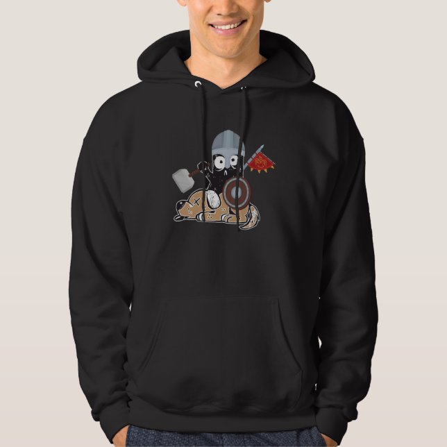 Crazy Cat Viking Thor Cat With Hammer  2 Hoodie (Front)