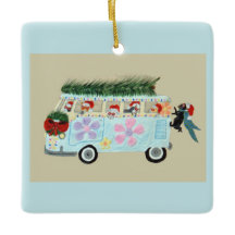 Crazy Cats in their Christmas Hippie Van
