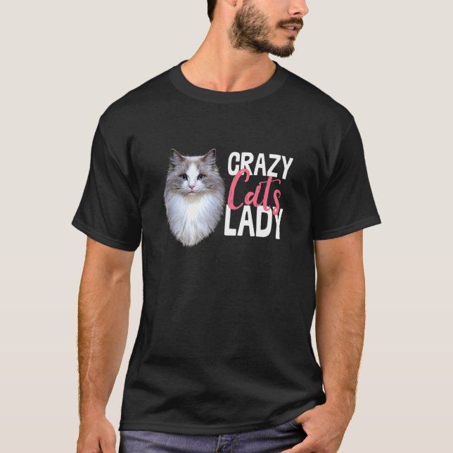 Crazy Cats Lady Feline Kitten Adorable Novelty T-Shirt (Front)