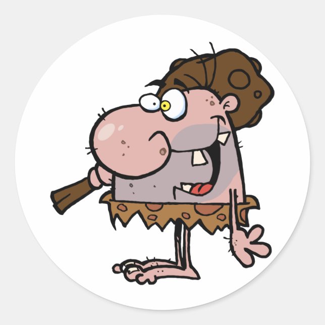 Crazy Caveman Classic Round Sticker (Front)