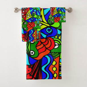 Crazy Chaos chaotiv doodling drawing Art h5z6 Fun Bath Towel Set