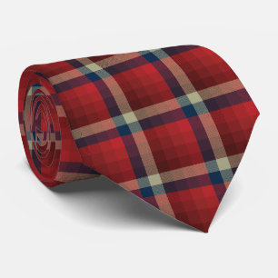 Crazy Check Plaid Red and Navy Two-Sided Tie