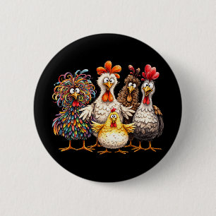 Crazy Chicken Family Farm Life Rooster Poultry Bir 6 Cm Round Badge