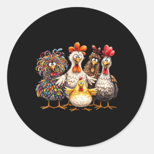 Crazy Chicken Family Farm Life Rooster Poultry Bir Classic Round Sticker