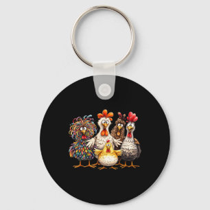 Crazy Chicken Family Farm Life Rooster Poultry Bir Key Ring
