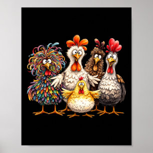 Crazy Chicken Family Farm Life Rooster Poultry Bir Poster