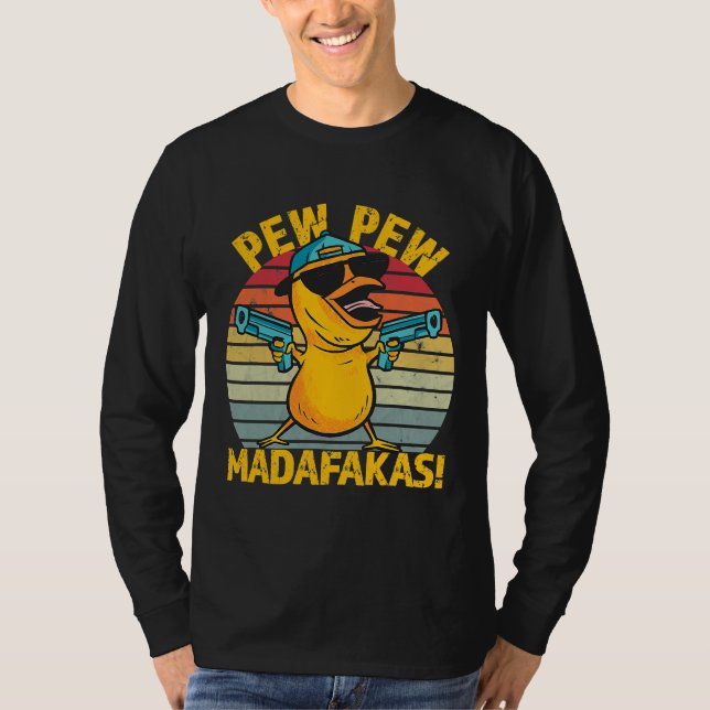 Crazy Chicken Gangster Pew Pew   T-Shirt (Front)