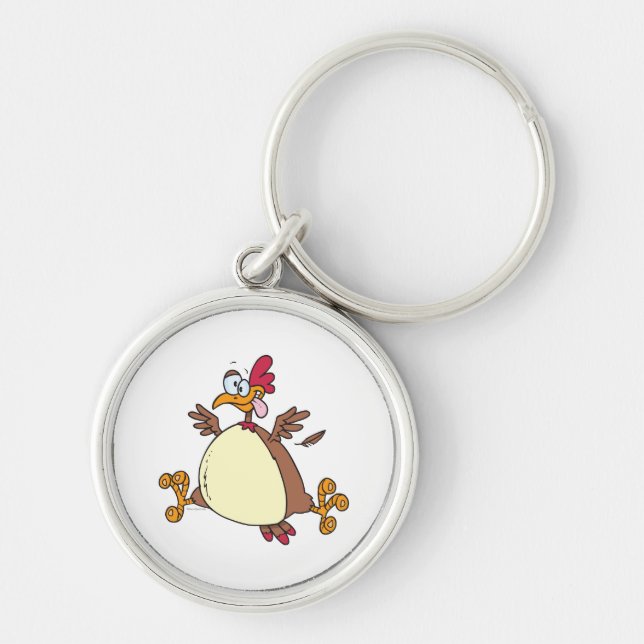 crazy chicken hen cartoon key ring (Front)