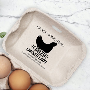 Crazy Chicken Lady Farm Stand Egg Carton Add Name Rubber Stamp