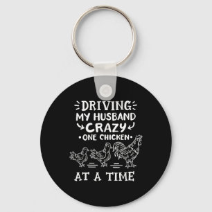 Crazy Chicken Lady Funny Chicken Small  Key Ring