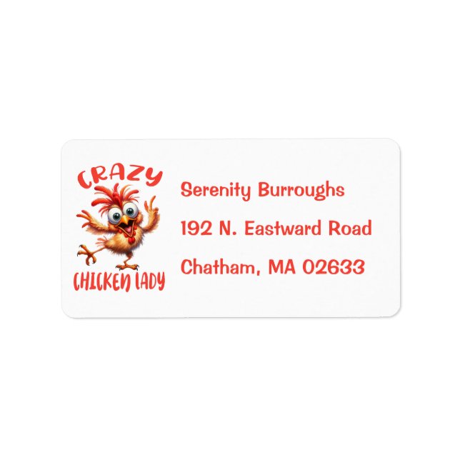 Crazy Chicken Lady Funny Farm Farmer Hen Mum Label (Front)