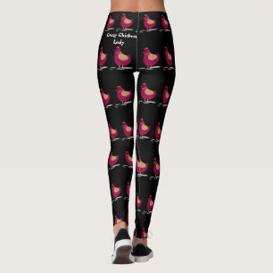 Crazy Chicken Lady Quote Pink Black Fashion  Leggings