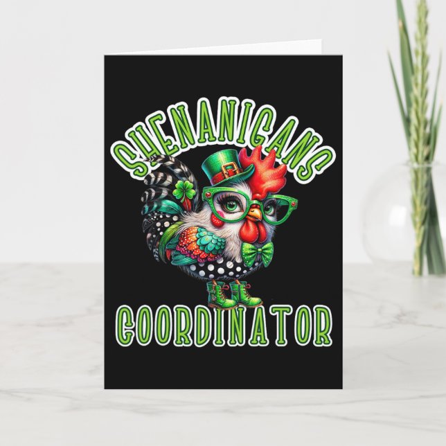 Crazy Chicken Lady St Patricks Shenanigans Coordin Card (Front)