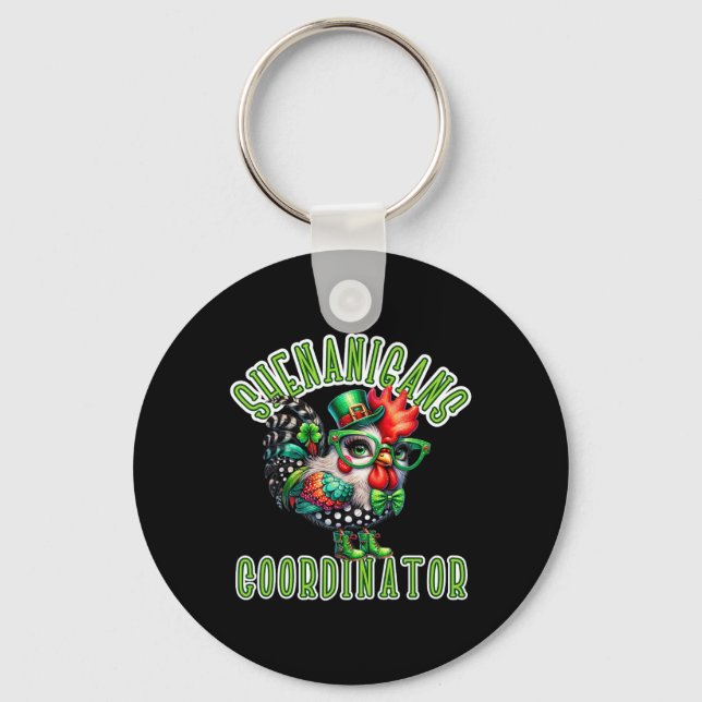 Crazy Chicken Lady St Patricks Shenanigans Coordin Key Ring (Front)