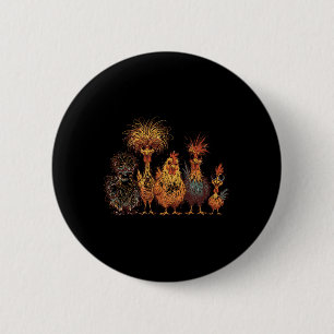 Crazy Chicken Squad Funny Messy Hair Farm Birds Ca 6 Cm Round Badge