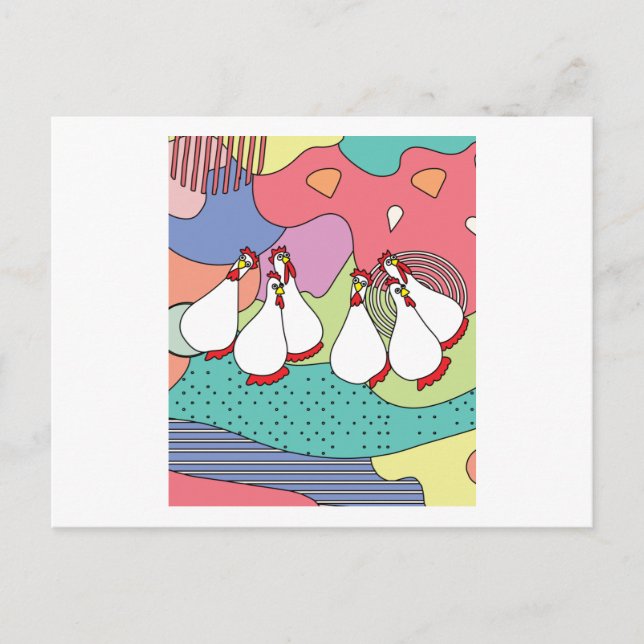 Crazy Chickens Funny Chicken Postcard (Front)