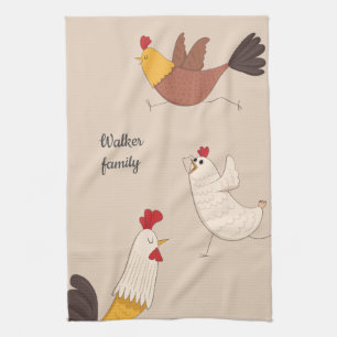 crazy chickens modern farmhouse monogram tea towel