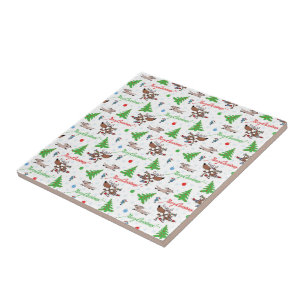 crazy christmas deer ceramic tile