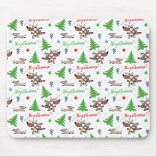 crazy christmas deer mouse pad