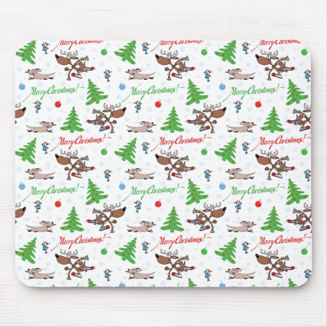 crazy christmas deer mouse pad (Front)