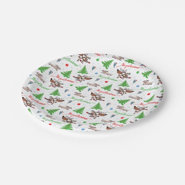 crazy christmas deer paper plate (Angled)