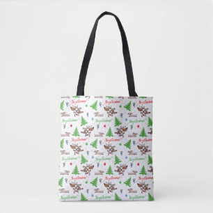 crazy christmas deer tote bag
