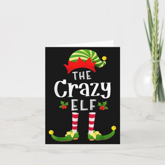 Crazy Christmas Elf Matching Pajama X-mas Party  Card (Front)