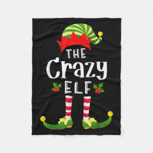 Crazy Christmas Elf Matching Pajama X-mas Party  Fleece Blanket