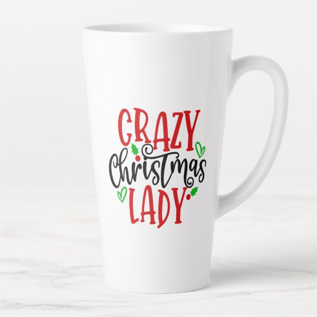 Crazy Christmas Lady-84654 Latte Mug (Right)