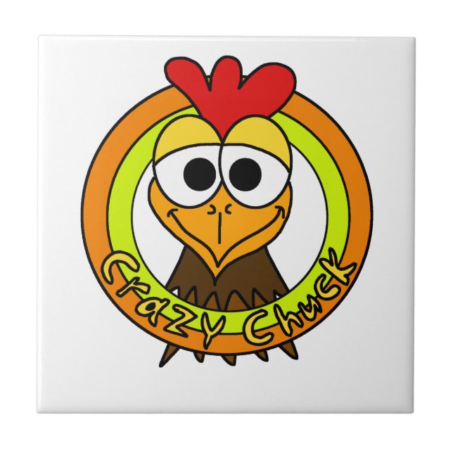 Crazy Chuck Chicken Head Ceramic Tile (Front)