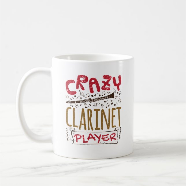 Crazy Clarinet Player Clarinetist Coffee Mug (Left)