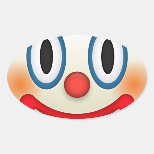 Crazy Clown Emoji Oval Sticker (Front)