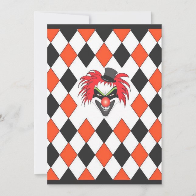 Crazy Clown Halloween Invitation (Front)