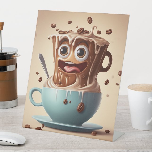 Crazy Coffee -Pedestal Sign (In SItu)