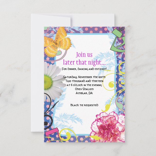 CRAZY COLLAGE Bat Mitzvah Party Card (Front)