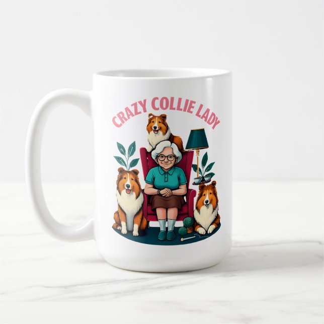 Crazy Collie Lady  Coffee Mug (Left)