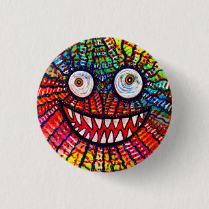 Crazy Colorful Monster Smile 3 Cm Round Badge