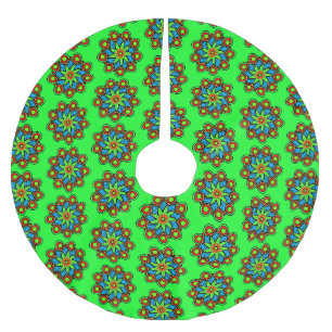 Crazy-Colourful Hand-drawn Mandala Brushed Polyester Tree Skirt