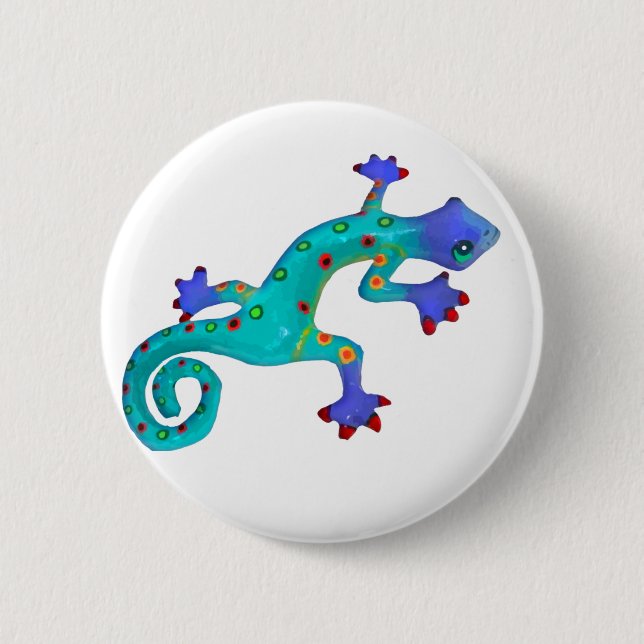 Crazy Colourful Lizard 6 Cm Round Badge (Front)