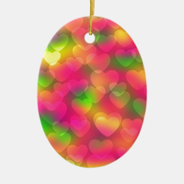 Crazy Colours Hearts Bokeh ORNAMENT (Front)