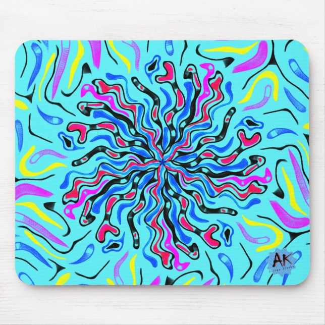 Crazy colours mandala doodle mouse pad (Front)