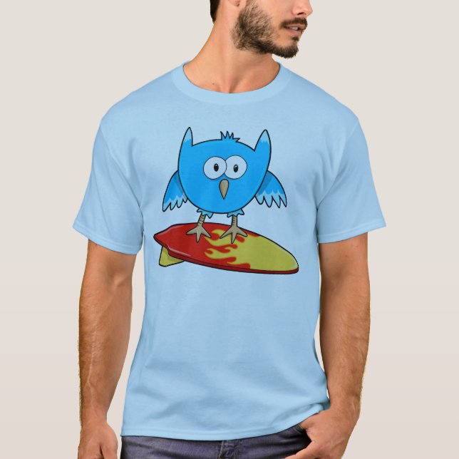 Crazy Cool Surfing Owl  T-Shirt (Front)