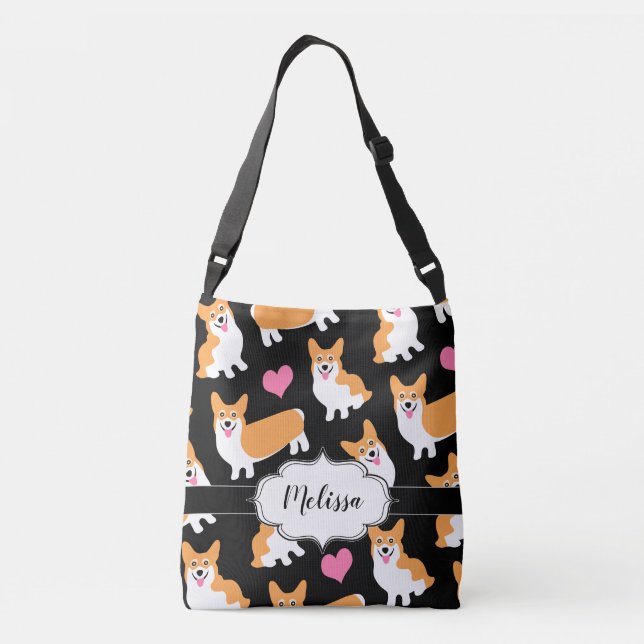 Crazy Corgi Lady Cute Pembroke Welsh Corgis Crossbody Bag (Back)