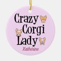 Crazy Corgi Lady Cute Pink Monogram