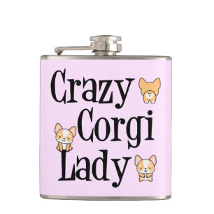 Crazy Corgi Lady Hip Flask