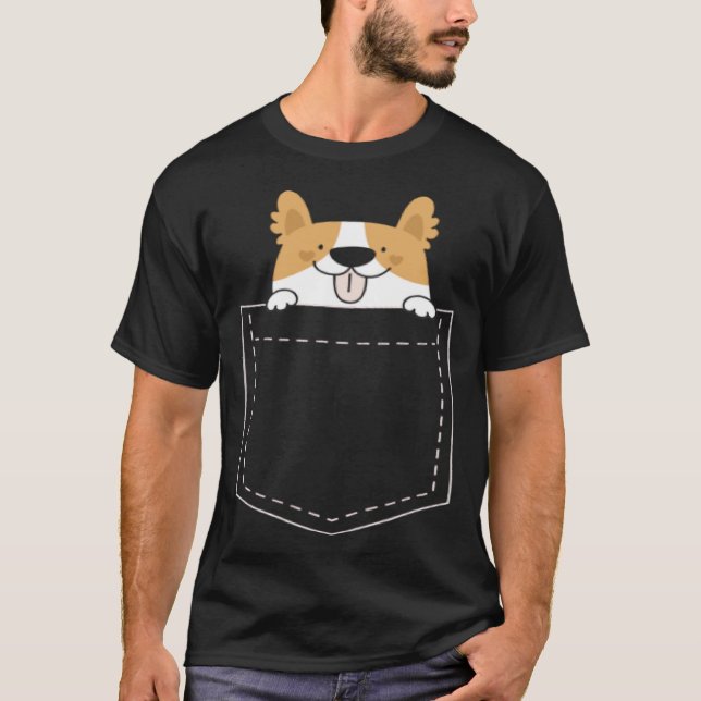 Crazy Corgi Lady Pocke T-Shirt (Front)